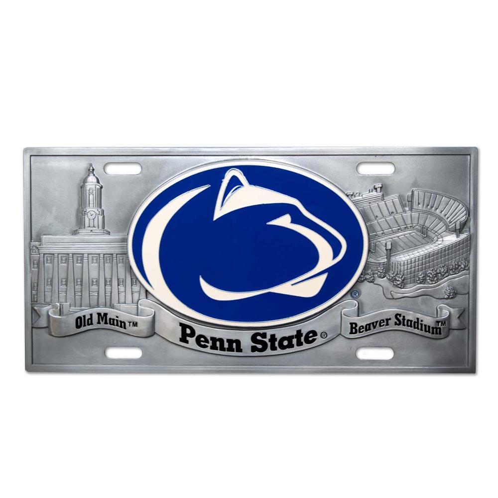 Fan Mats Penn State Embossed License Plate Frame - Stainless Steel With Team Logo