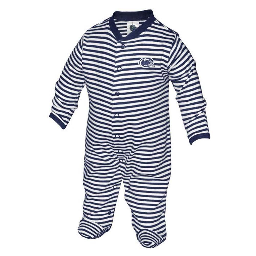 Penn State Infant Striped Logo Footed Romper