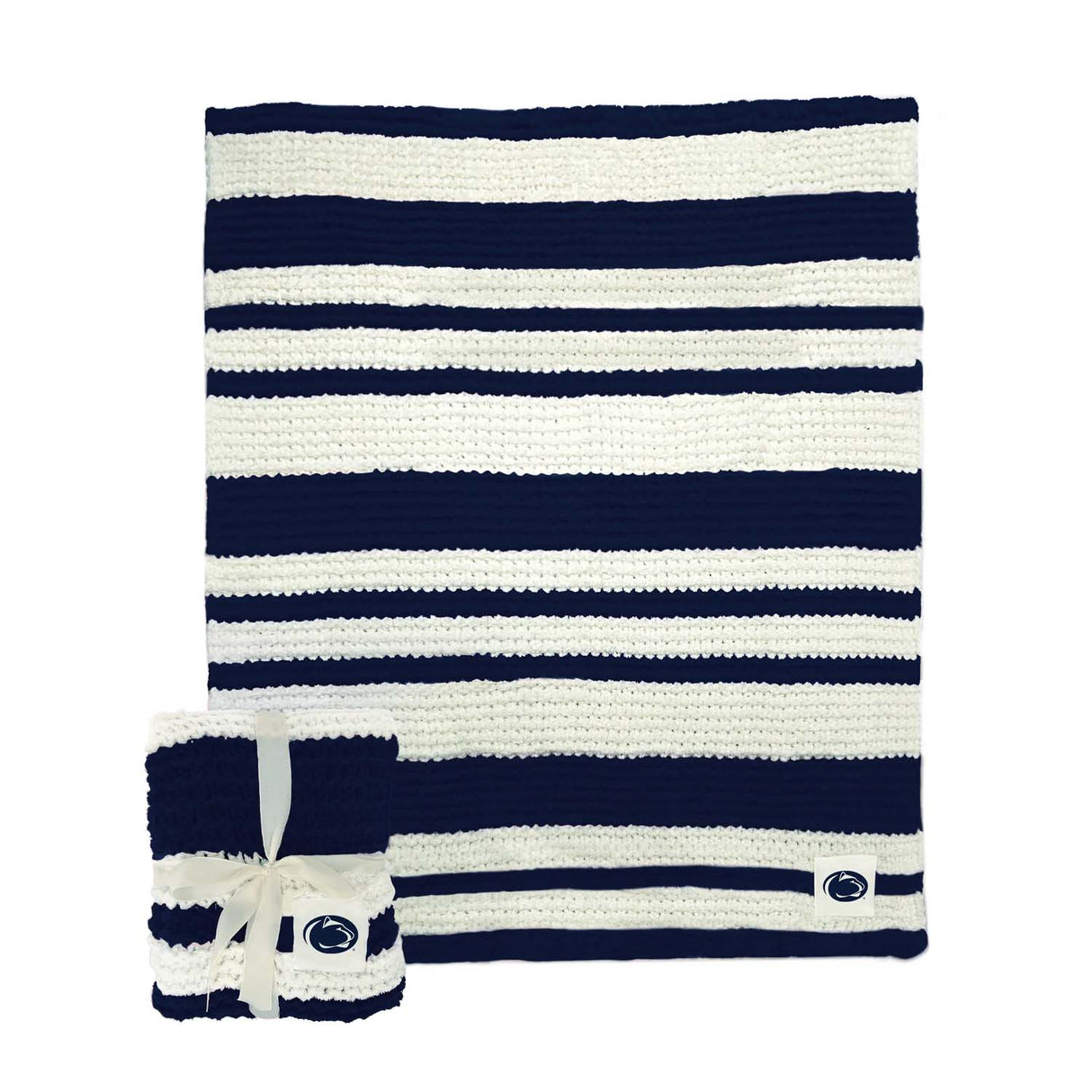 Penn State 50" x 60" Striped Cableknit Blanket
