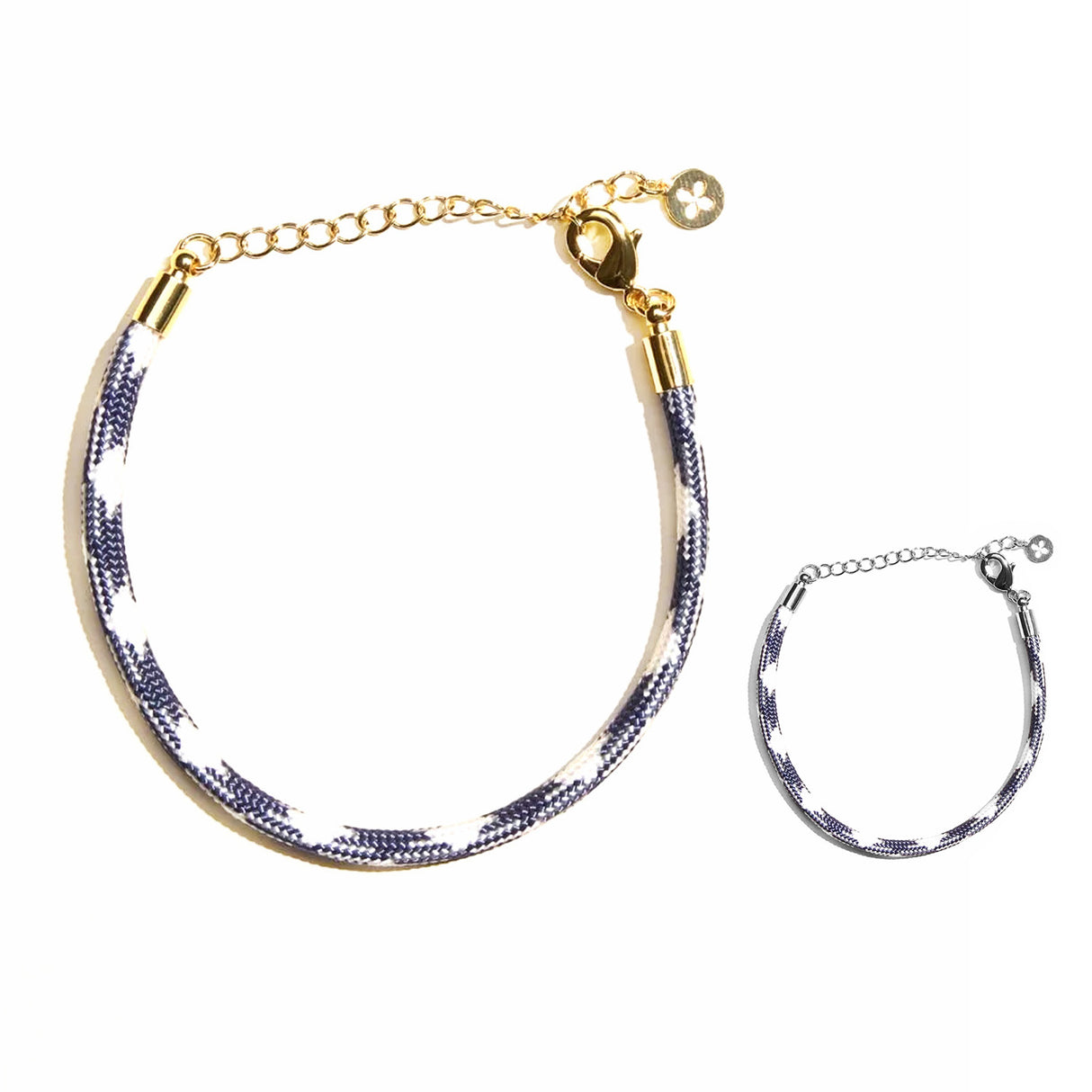Nickel & Suede Navy and White Minimalist Paracord Bracelet