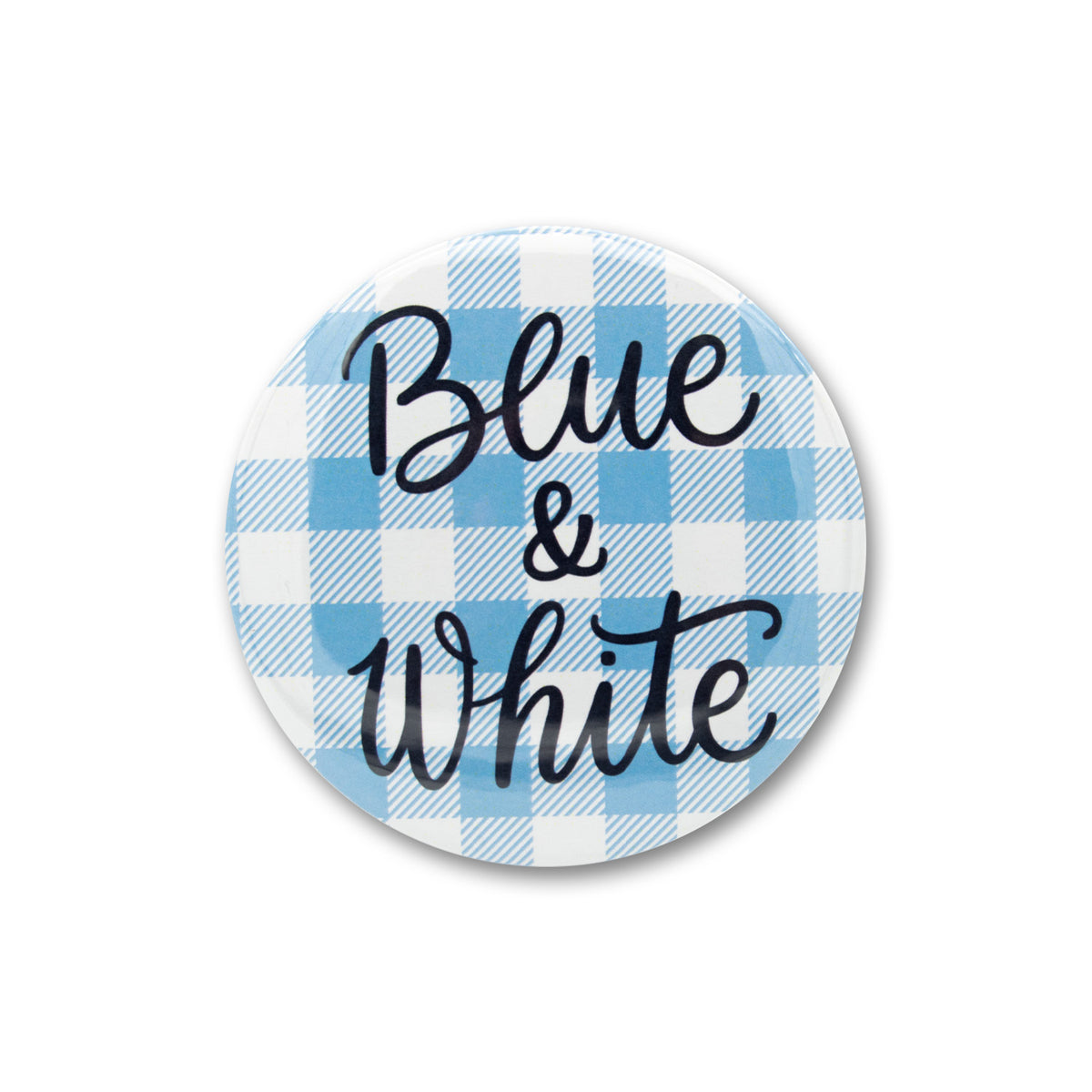 Blue & White Gingham 3" Button