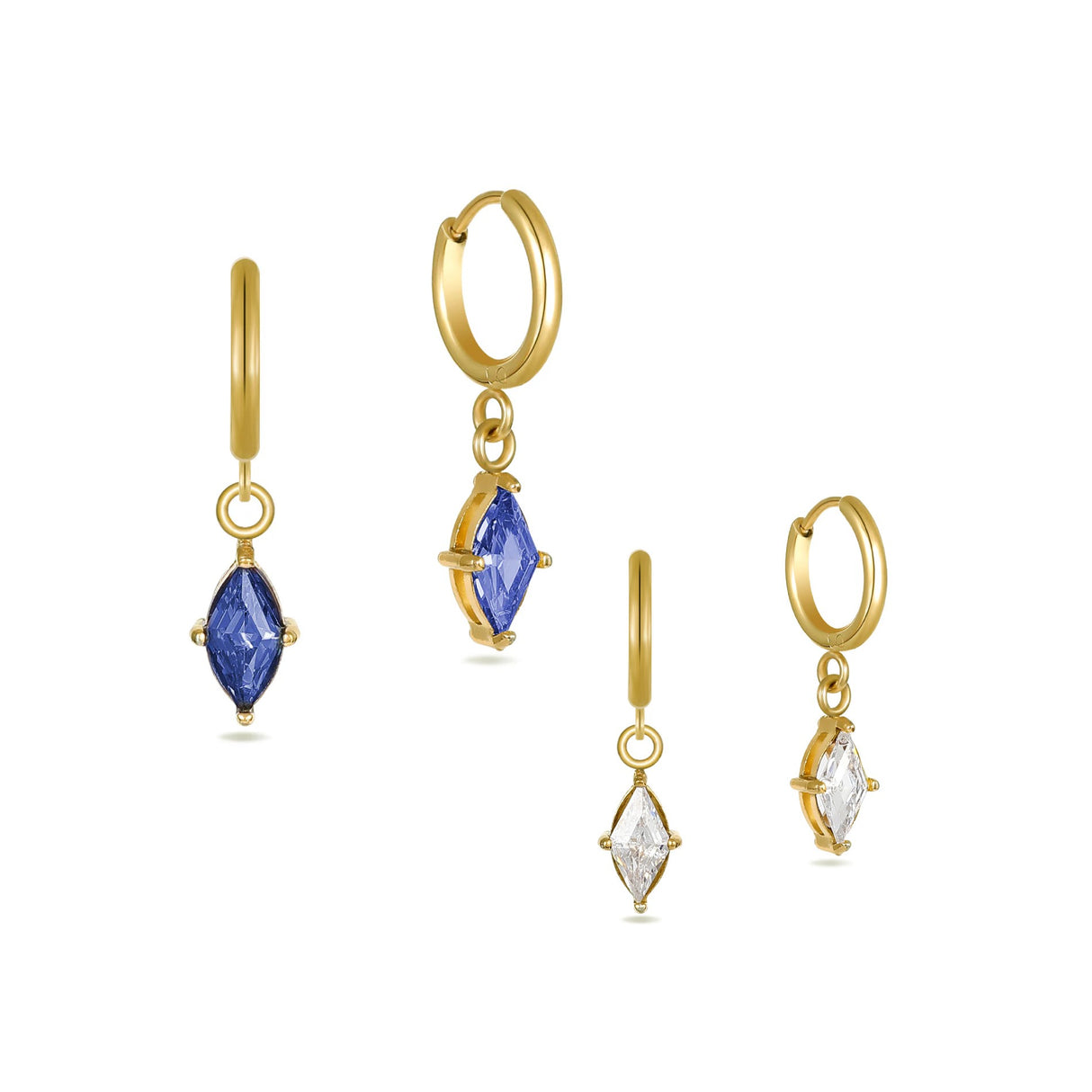 Gold Huggie Hoop Earrings With Crystal