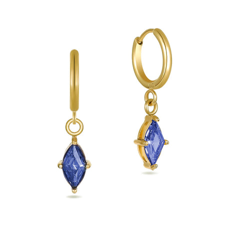 Gold Huggie Hoop Earrings With Crystal