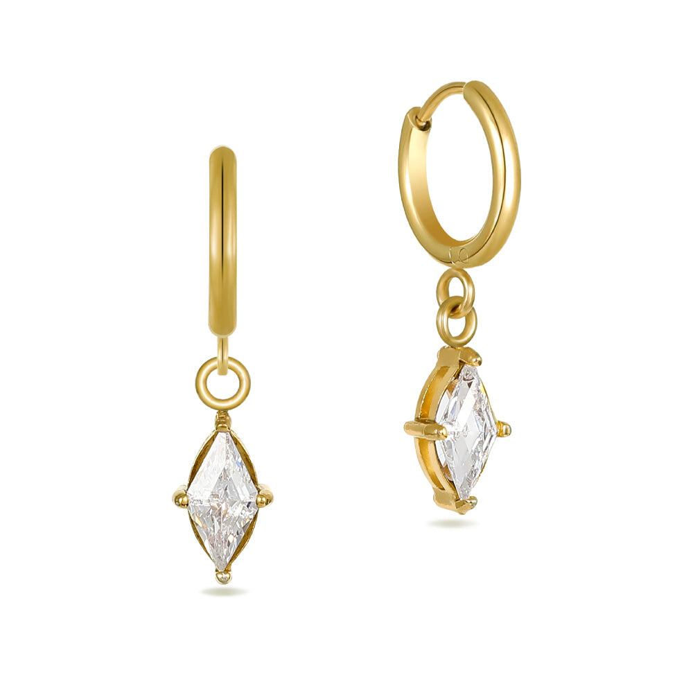 Gold Huggie Hoop Earrings With Crystal