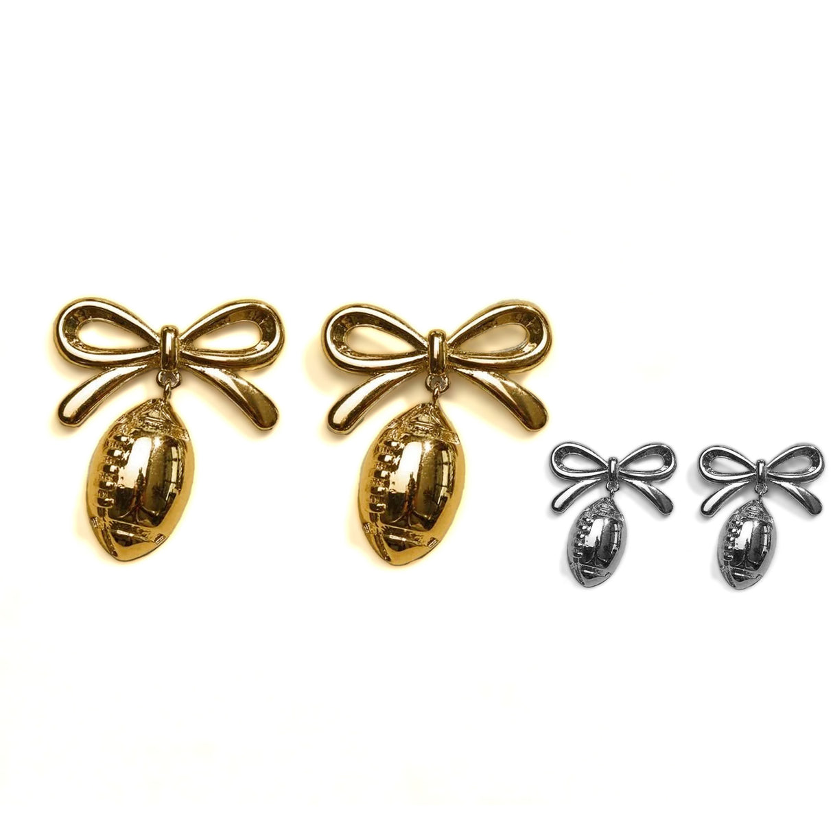 Nickel & Suede Waterproof Football Bow Stud Earrings