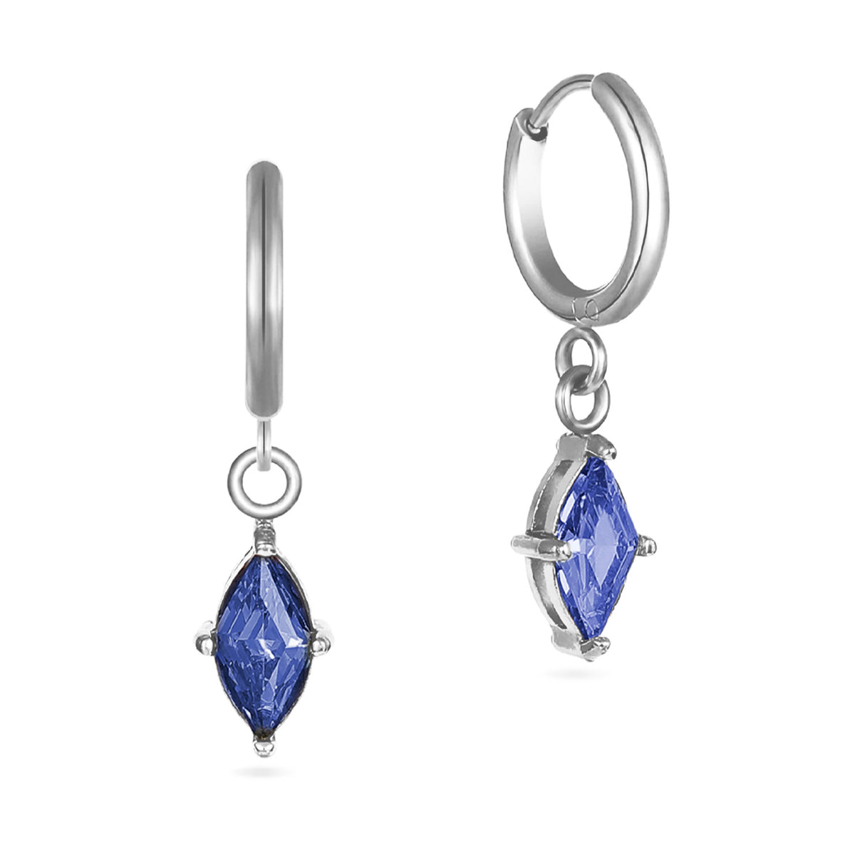 Silver Huggie Crystal Earrings