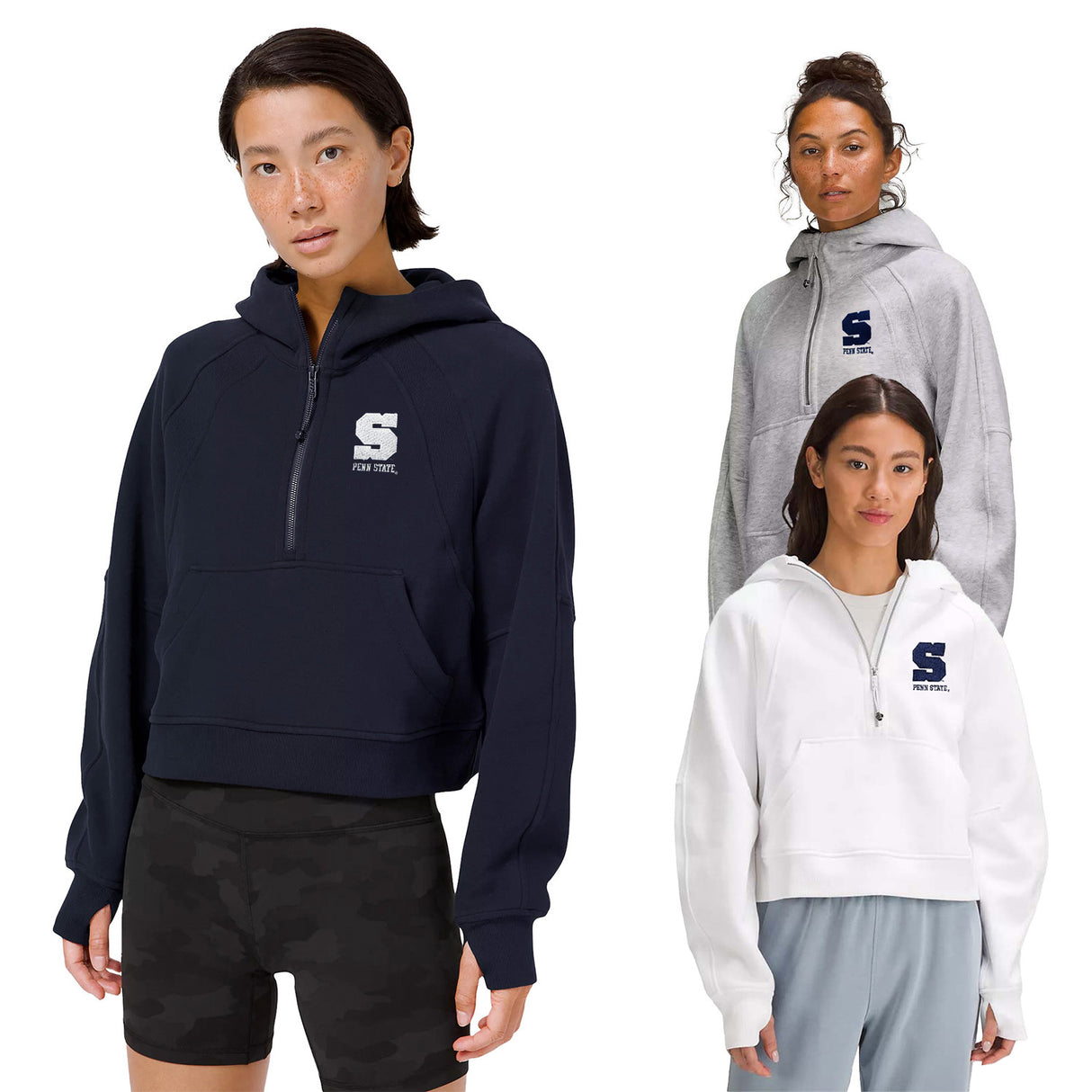 Penn State lululemon Women's Block "S" Half-Zip Oversized Scuba Hooded Sweatshirt