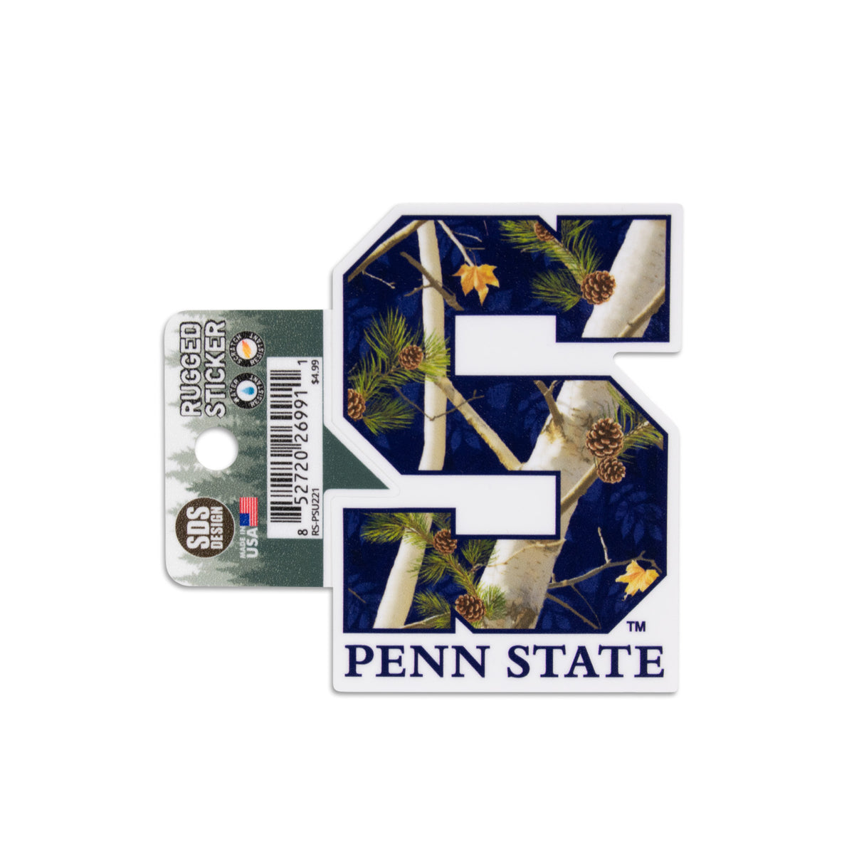 Penn State Blue Camo "S" Rugged Sticker
