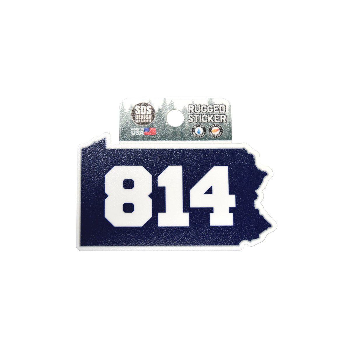Pennyslvania Rugged 814 Area Code Sticker