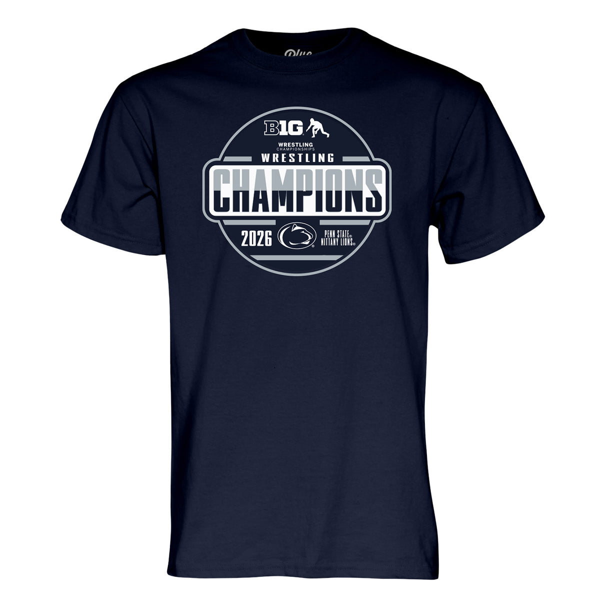 Penn State Blue 84 2026 B1G Wrestling Champions T-Shirt