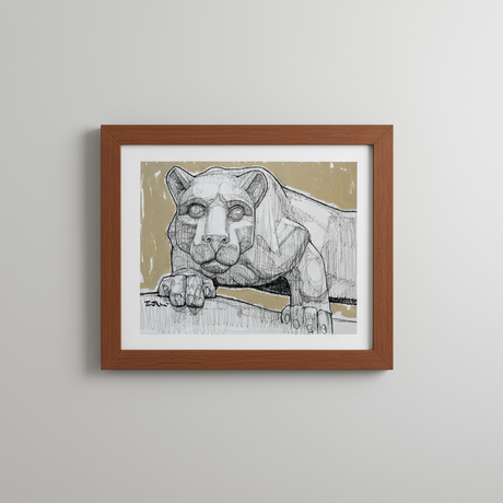 Penn State 20X24 Tom Mosser "Hail The The Lion Statue" Print