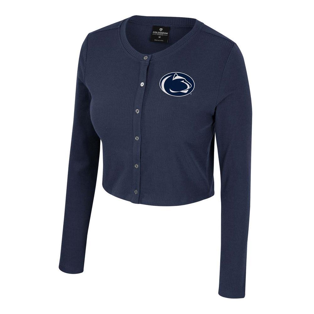 Penn State Women's Ribbed Cardigan Cropped Sweater