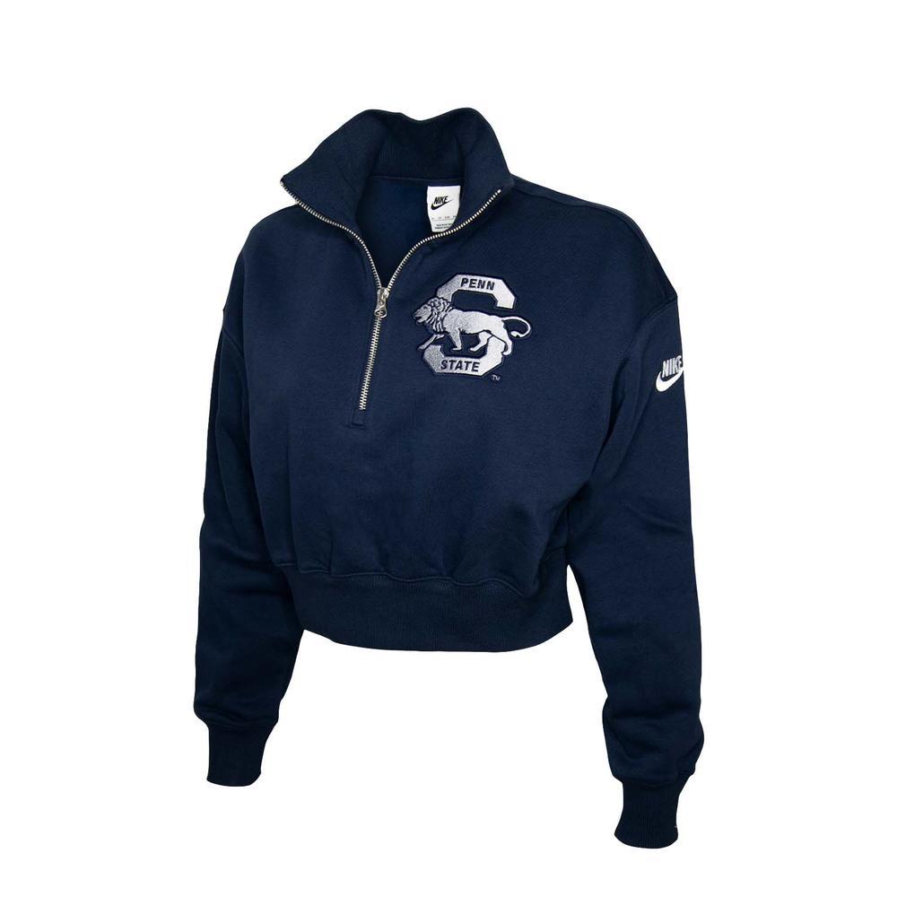Penn State Nike Women's Retro Vault "S" Cropped Quarter Zip Pullover