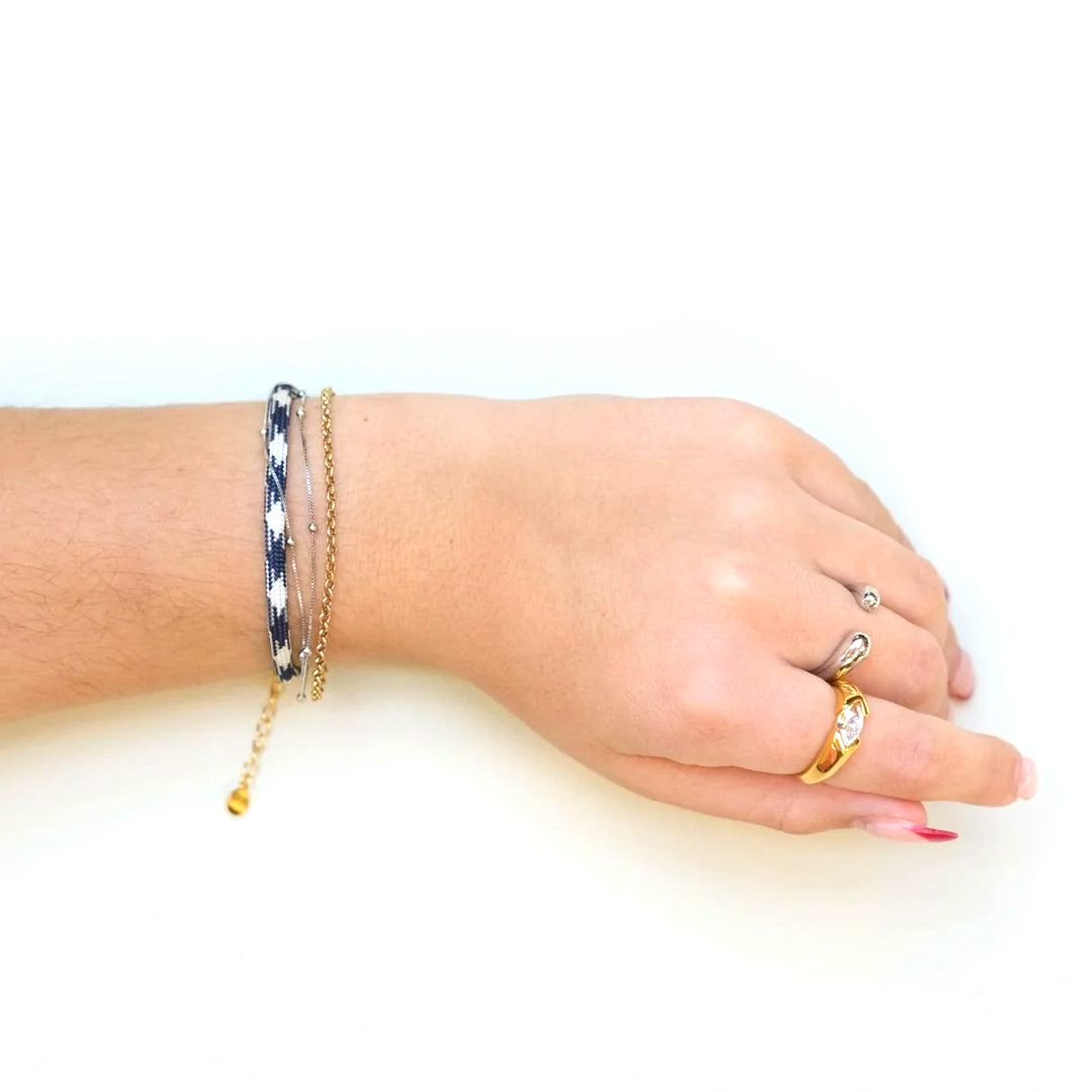 Nickel & Suede Navy and White Minimalist Paracord Bracelet