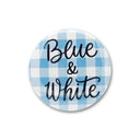 Blue & White Gingham 3" Button