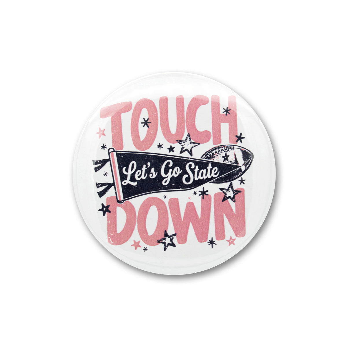 Touchdown Let's Go Flag 3" Button