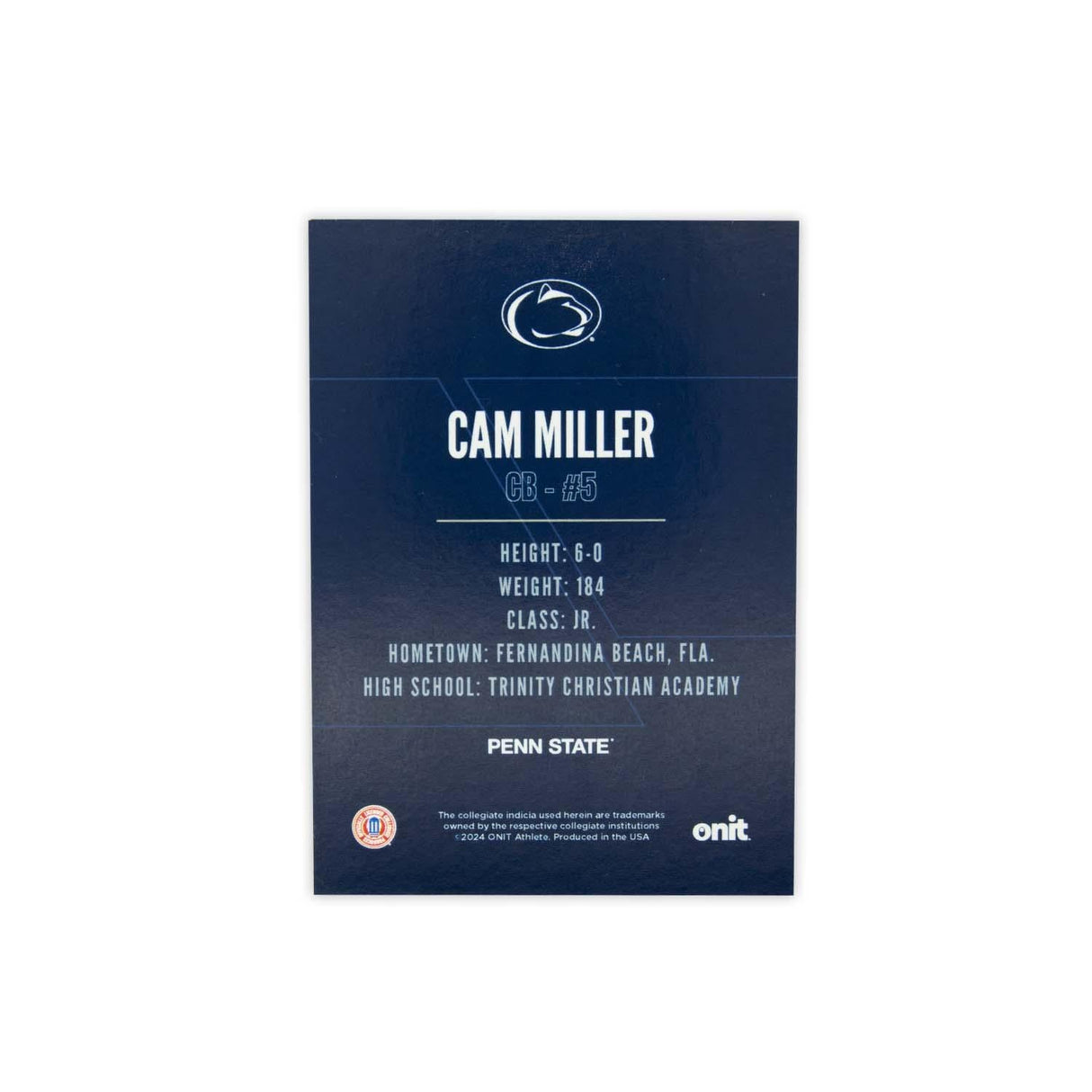 Penn State Cam Miller #5 Player Card