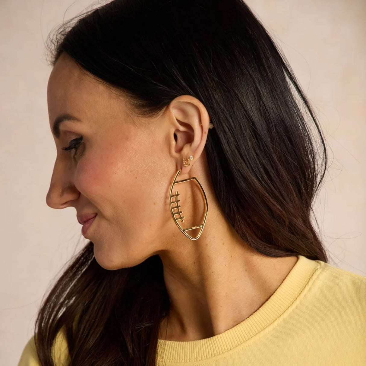 Nickel & Suede Waterproof Football Hoop Earrings
