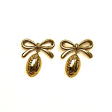 Nickel & Suede Waterproof Football Bow Stud Earrings