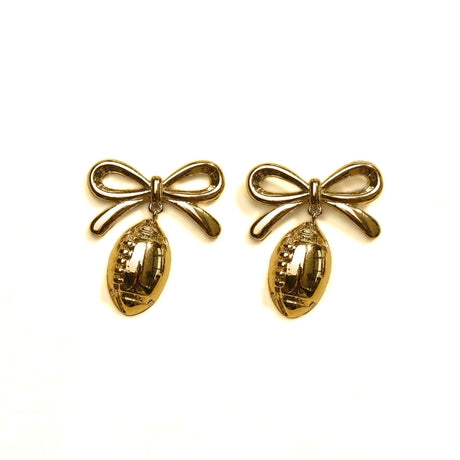 Nickel & Suede Waterproof Football Bow Stud Earrings