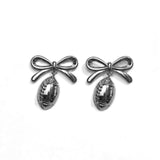 Nickel & Suede Waterproof Football Bow Stud Earrings