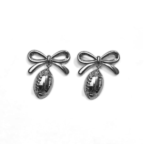 Nickel & Suede Waterproof Football Bow Stud Earrings