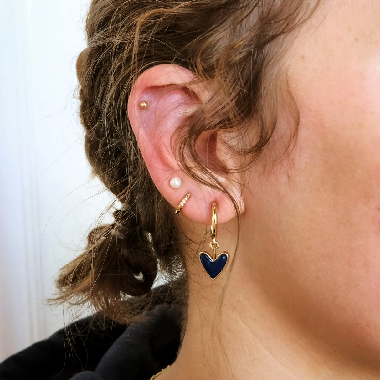 Nickel & Suede Waterproof Sweetheart Huggie Earrings