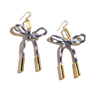 Nickel & Suede Simone Paracord Bow Earrings