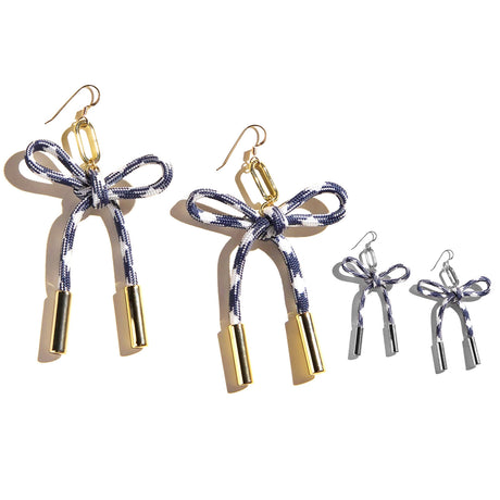 Nickel & Suede Simone Paracord Bow Earrings