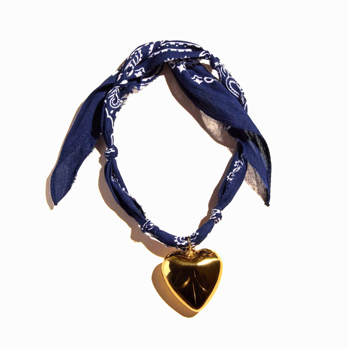 Nickel & Suede Bandana Charm Heart Necklace