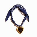 Nickel & Suede Bandana Charm Heart Necklace