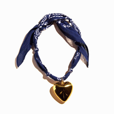 Nickel & Suede Bandana Charm Heart Necklace