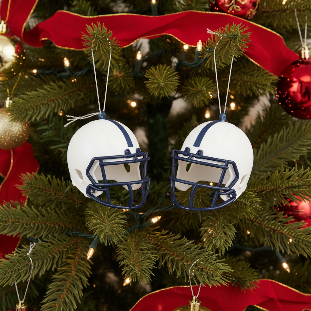 Blue & White Helmet Ornament 2pk