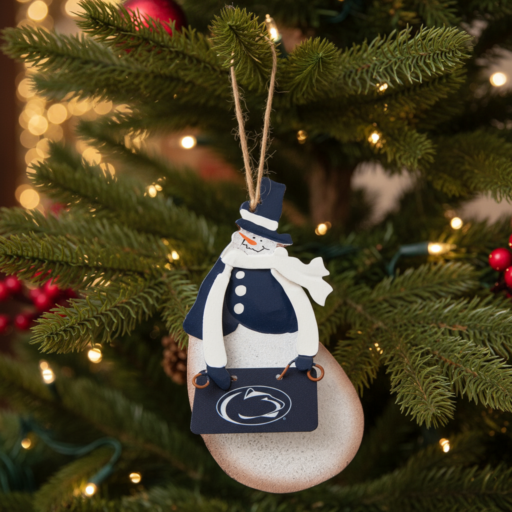Penn State Metal Logo Sign Snowman Ornament