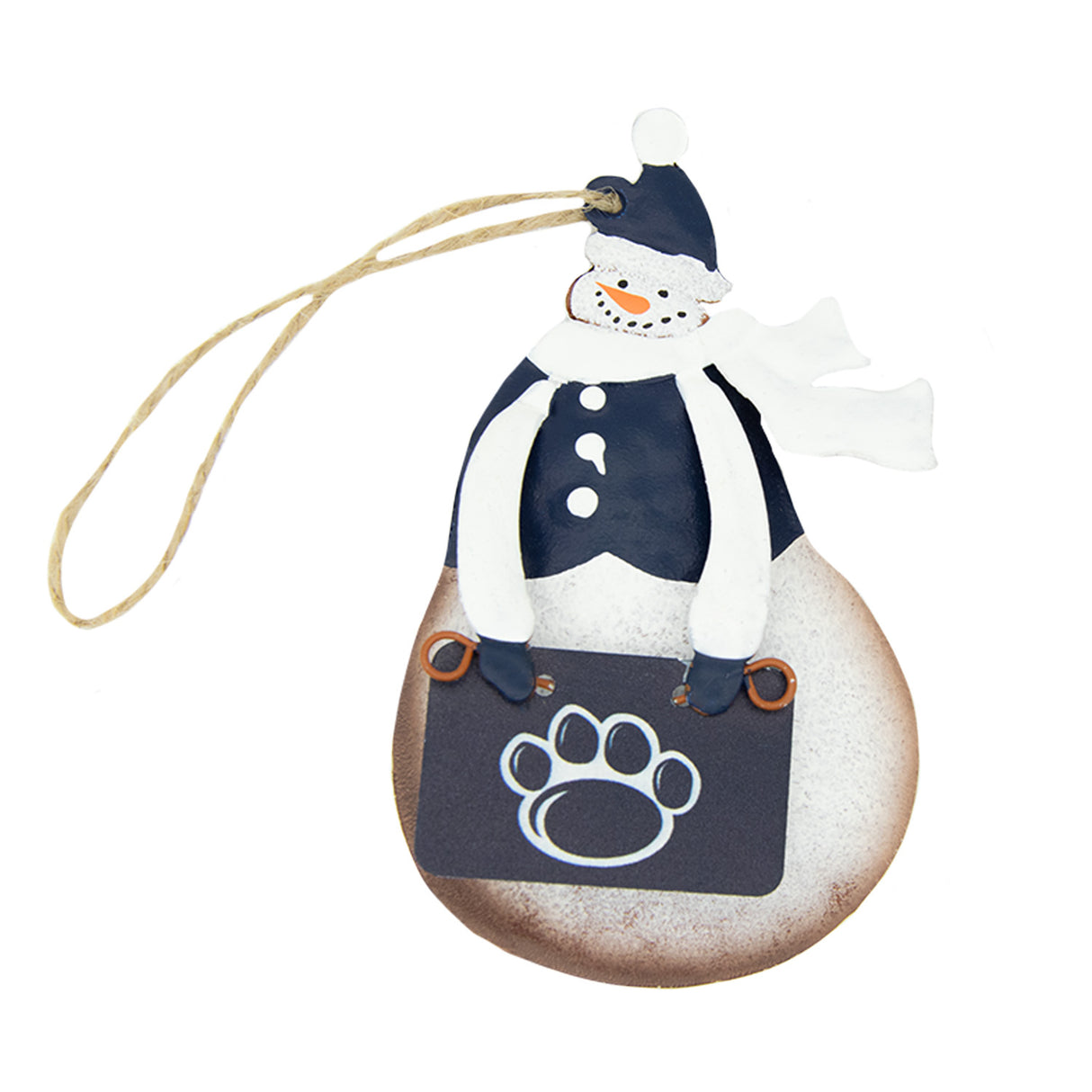 Penn State Metal Paw Sign Snowman Ornament
