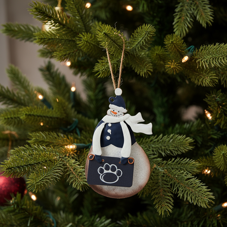 Penn State Metal Paw Sign Snowman Ornament