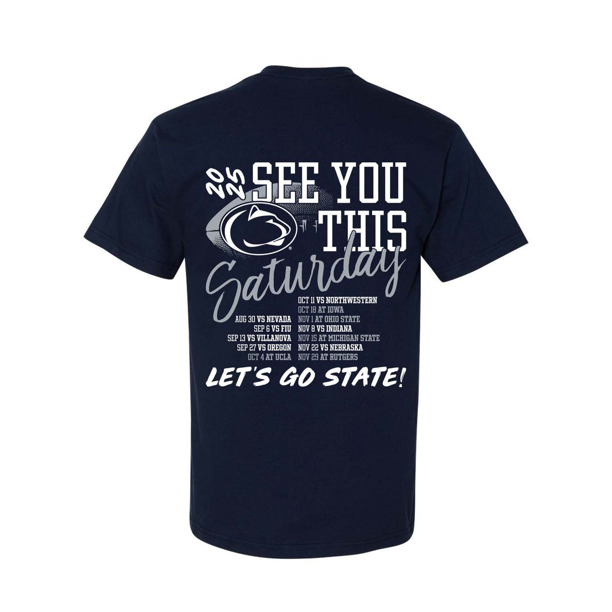 Penn State 2025 Football Schedule T-Shirt