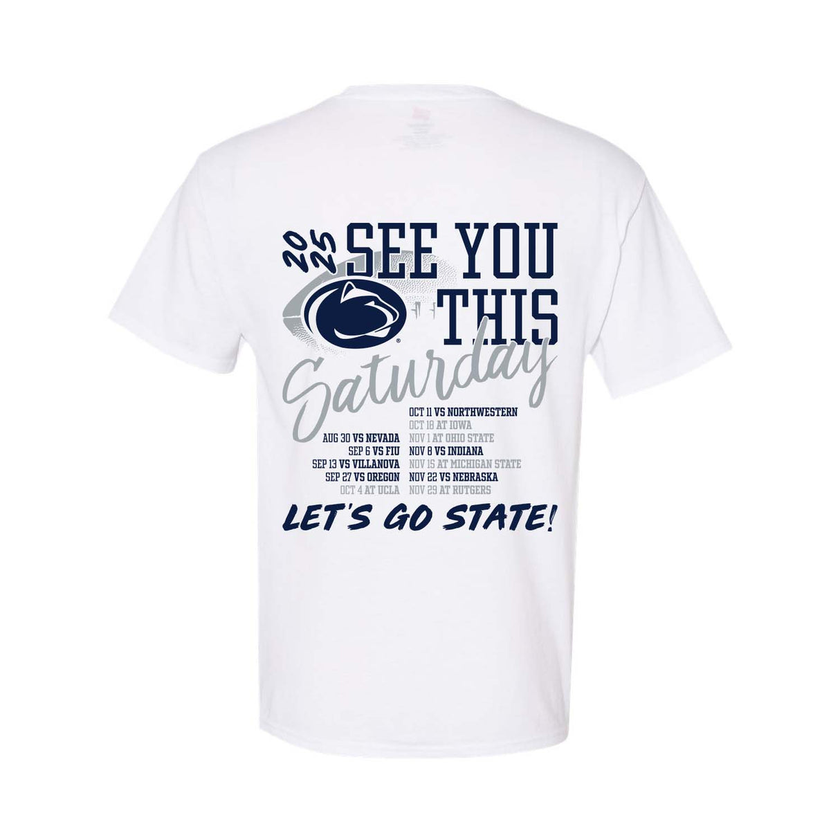 Penn State 2025 Football Schedule T-Shirt