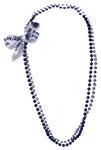 Penn State Mardi Gras Beads with Bow NAVYWHITE