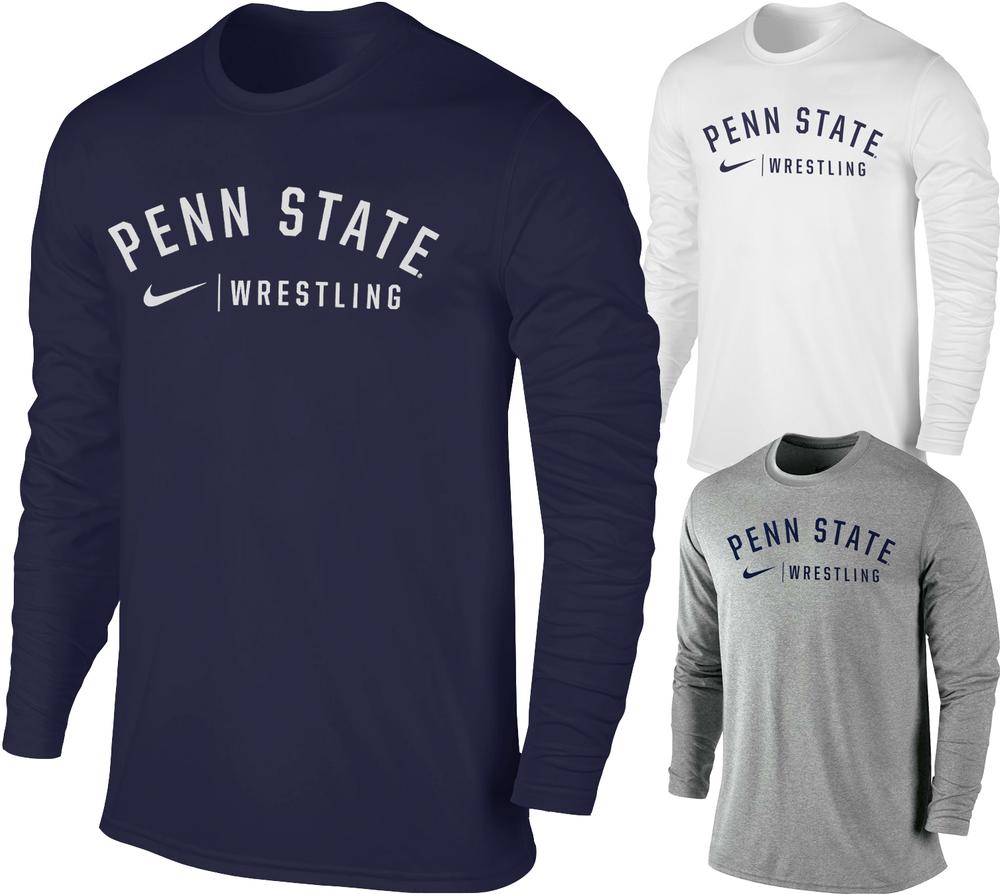 Penn State Nike Men's Wrestling Long Sleeve Tshirt in Dark Heather Grey