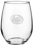 Penn State Logo Stemless White Wine Glass CLEAR