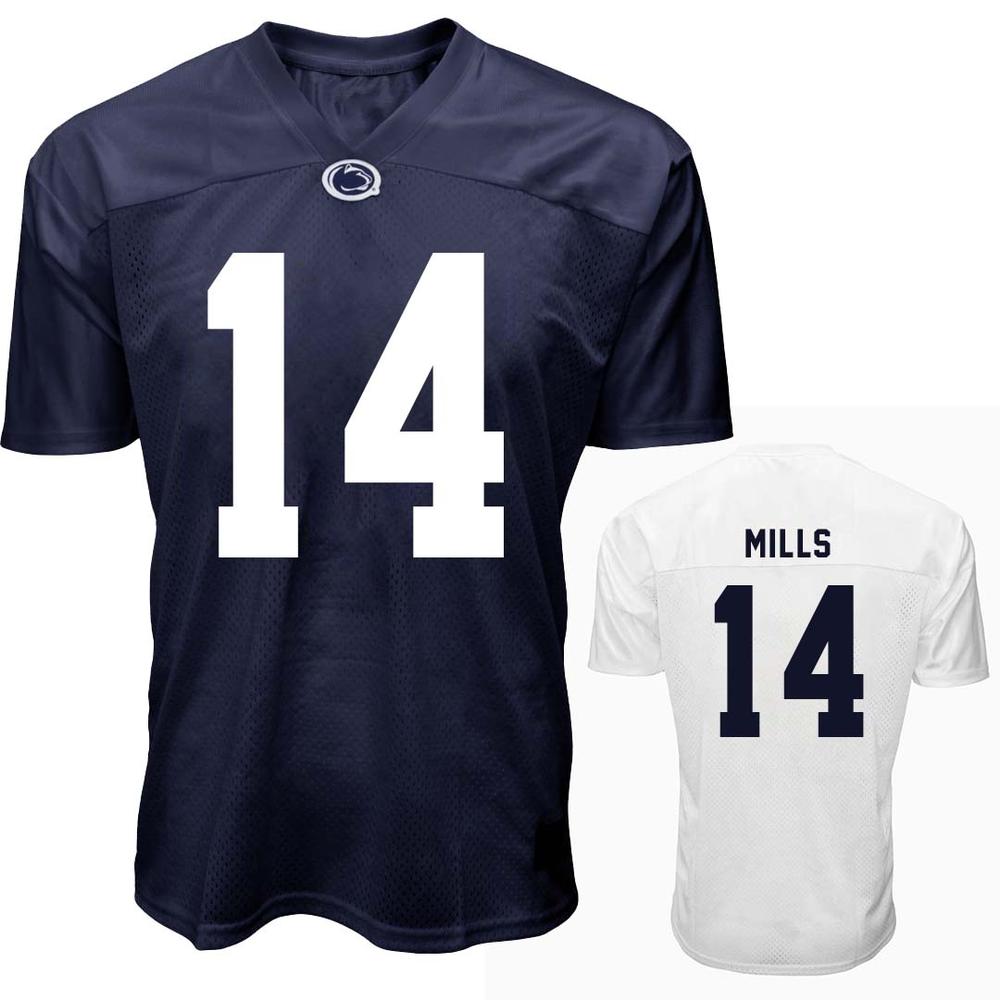 Penn State Youth NIL Tyrece Mills 14 Football Jersey in Navy by The Family Clothesline
