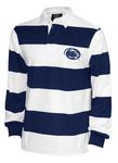 Penn State Rugby Striped Adult Long Sleeve Polo WHITENAVY
