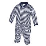 Penn State Infant Striped Logo Footed Romper NAVYWHITE