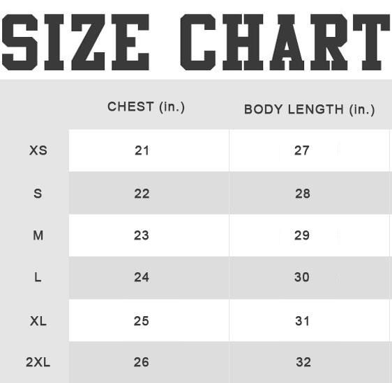 Pressbox Apparel Size Chart